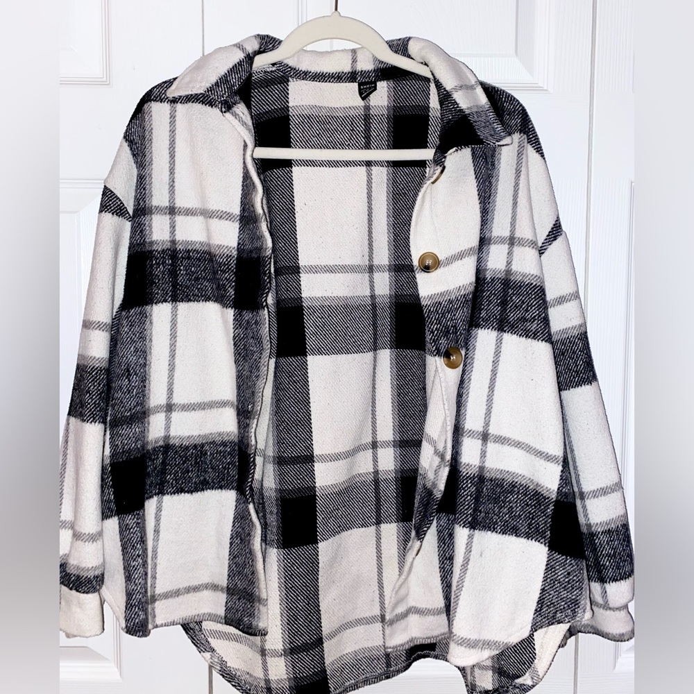 Plaid Button Front Drop Shoulder Overcoat